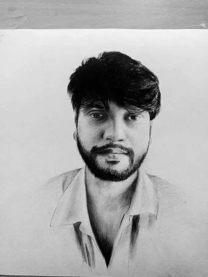 Charcoal portrait by Deepak - charcoal artist Patel Nagar Delhi